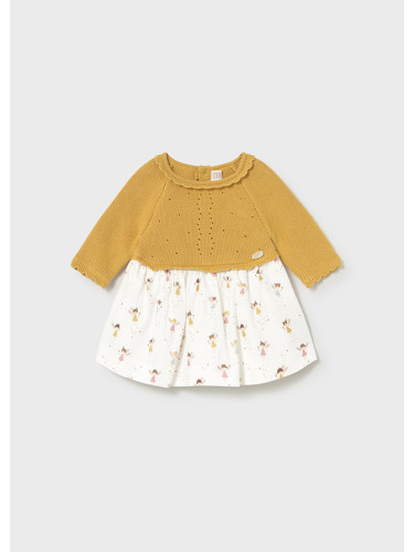 Бебешка рокля с плетена горна част в жълт цвят Mayoral