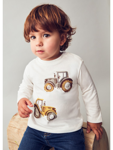 Бебешка блуза в бял цвят с трактори Mayoral