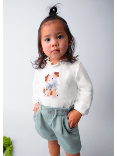 Бебешка бяла блуза и щампа на куче Mayoral
