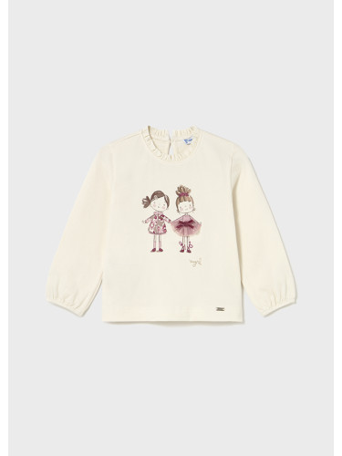 Бебешка блуза в цвят екрю и щампа на момичета Mayoral