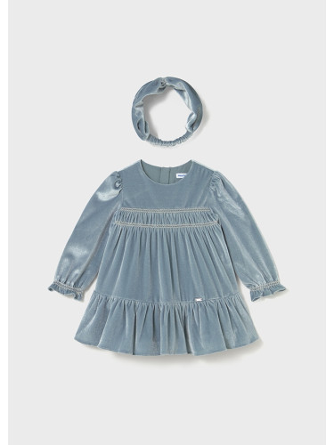 Бебешка рокля от кадифе в син цвят Mayoral