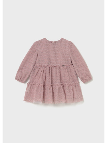 Бебешка зимна рокля с тюл в розов цвят Mayoral