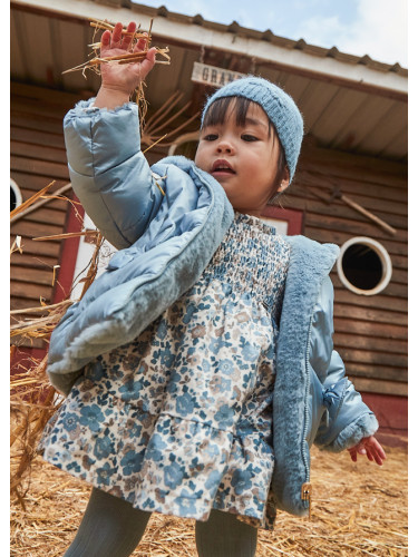 Бебешка разкроена рокля с цветя в син цвят Mayoral