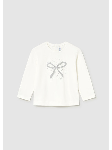 Бебешка бяла блуза с дълъг ръкав и панделка Mayoral