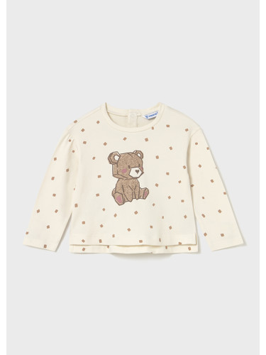 Блуза с дълъг ръкав в бежово с мече Mayoral