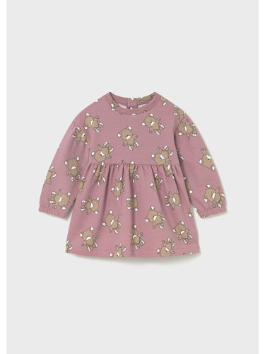 Бебешка трикотажна рокля с дълъг ръкав в тъмнорозов цвят Mayoral