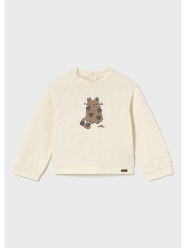 Блуза с дълъг ръкав в цвят екрю с коте Mayoral