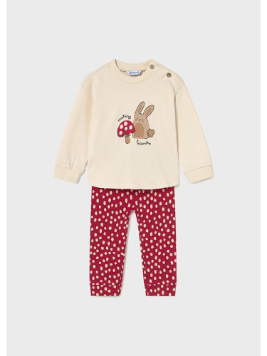 Бебешки комплект от две части с щампа на зайче в червен цвят  Mayoral