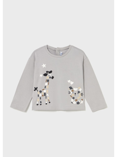 Бебешка блуза в сив цвят с щампа отпред Mayoral