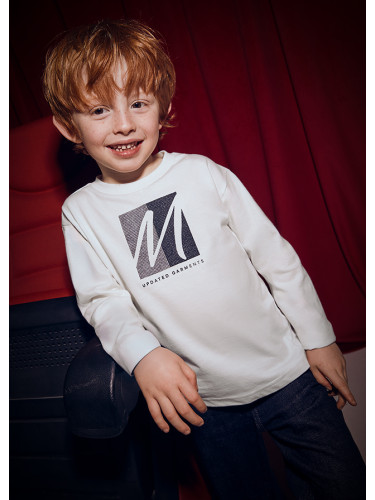 Детска блуза  в бял цвят с лого Mayoral