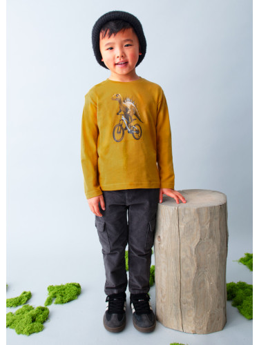 Детска блуза в цвят горчица с щампа динозавър Mayoral