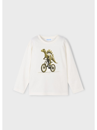 Детска блуза в бяла цвят с щампа динозавър Mayoral