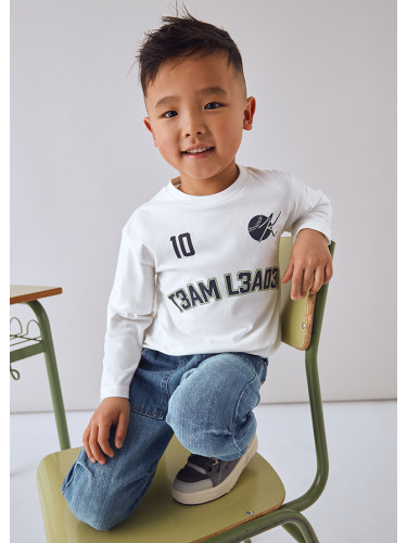 Детска спортна блуза в бял цвят с надписи Mayoral