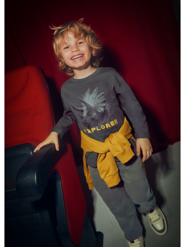 Детска блуза в цвят графит с щампа динозавър Mayoral