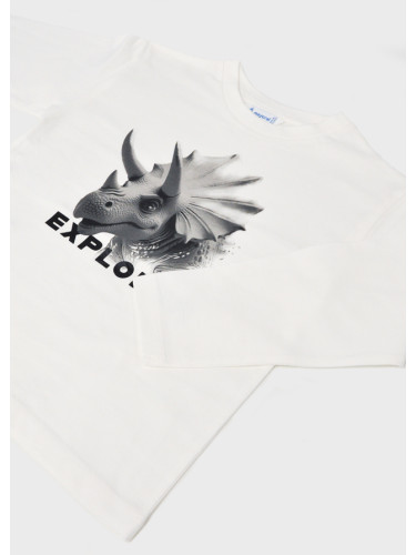 Детска блуза в бял цвят с щампа динозавър Mayoral