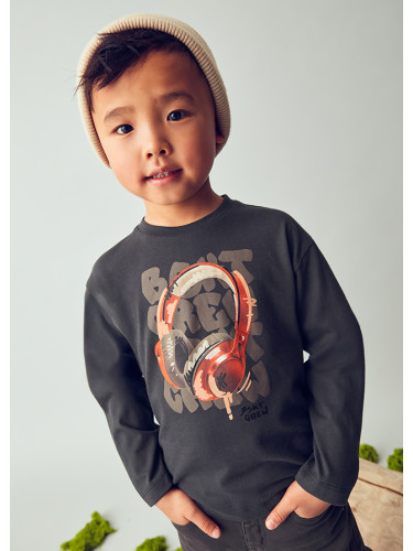 Детска блуза в графитен цвят и щампа слушалки Mayoral
