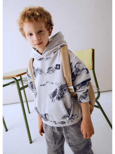 Детски суитшърт с качулка и щампи в сив цвят Mayoral