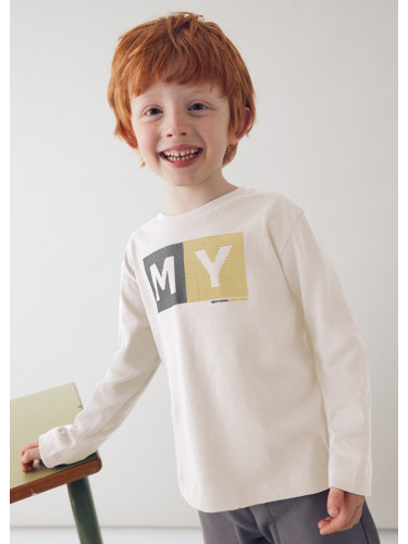 Детска блуза в бял цвят с лого Mayoral