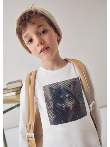 Детска блуза в бял цвят със сменяща се щампа Mayoral