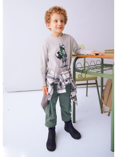 Детска блуза в сив цвят с щампа вълк Mayoral