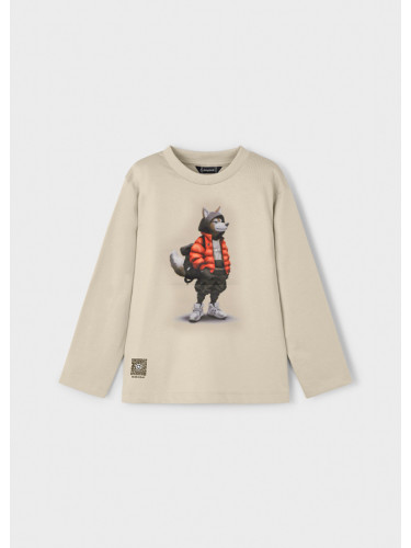 Детска блуза в бежов цвят с щампа вълк Mayoral