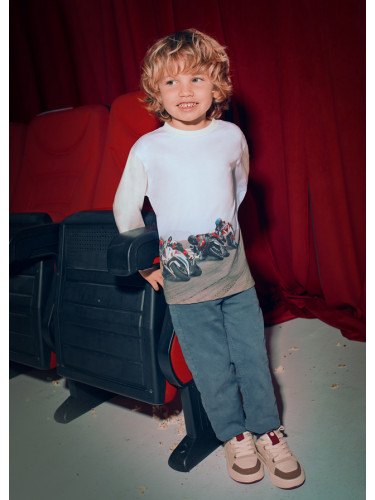 Детска блуза в бял цвят с мотори Mayoral