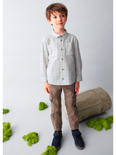 Детска карирана риза в бял цвят с дълъг ръкав Mayoral