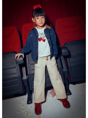 Детски панталон тип дънки в цвят екрю с джобове Mayoral