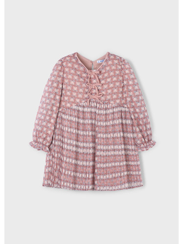 Детска рокля плисе в розов цвят с щампи Mayoral