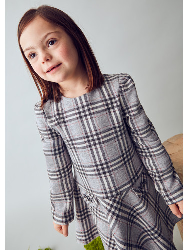 Детска трикотажна карирана рокля в сив цвят Mayoral