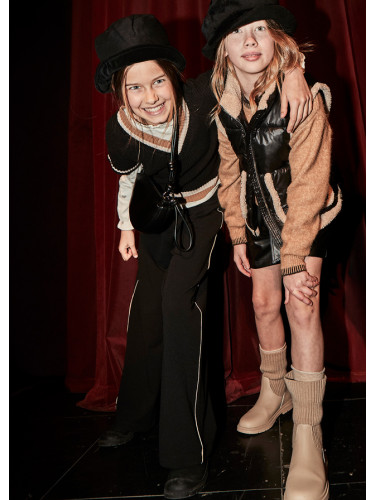 Дълъг черен панталон с басти и двойна талия Mayoral