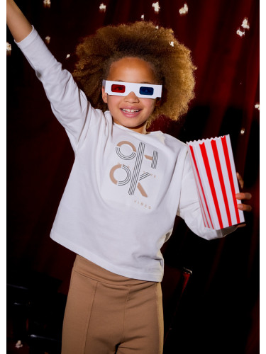 Детска блуза с дълъг ръкав за момиче в бял цвят Mayoral