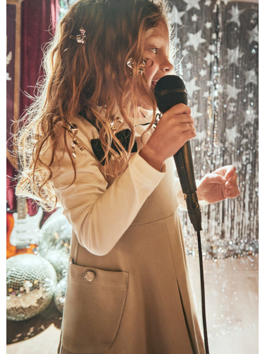 Комплект от сукман в кафяв цвят и бяла поло блуза Mayoral