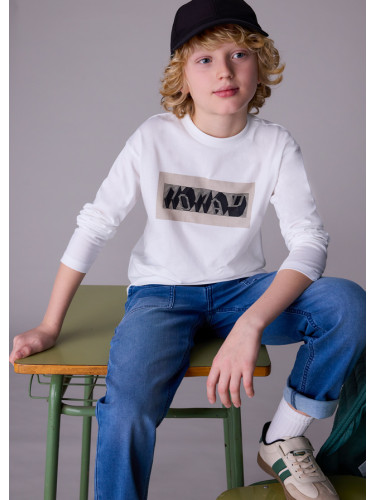 Детска блуза в бял цвят и щампа Mayoral