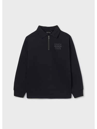 Детски пуловер в черен цвят с яка и цип Mayoral