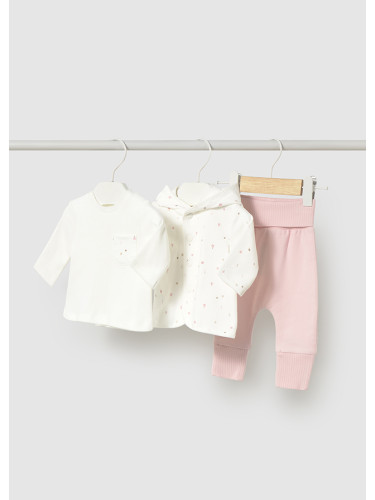 Бебешки комплект от три части със суитшърт в розово Mayoral