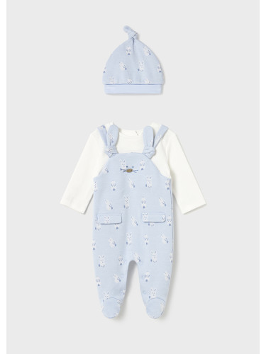Бебешки гащеризон в светлосин цвят с шапка Mayoral