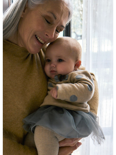 Бебешка комбинирана рокля с тюл в бежов цвят Mayoral