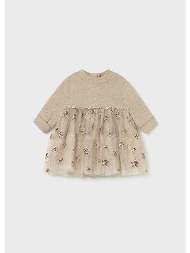 Бебешка рокля в бежов цвят с тюл Mayoral