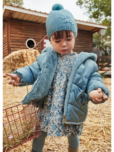 Бебешко пухено двулицево яке в син цвят Mayoral