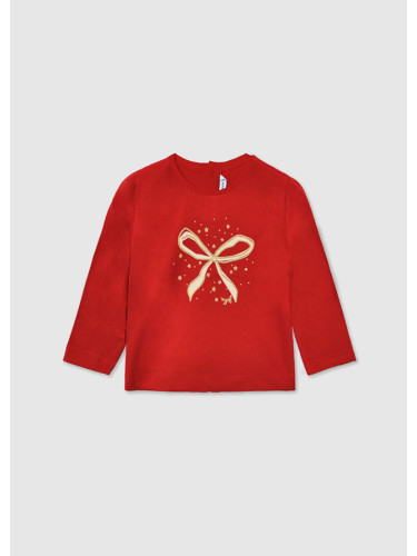 Бебешка блуза с дълъг ръкав в червен цвят с панделка Mayoral