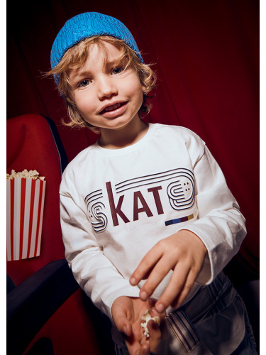 Детска блуза в бял цвят с надпис Mayoral