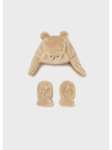 Бебешки комплект шапка с ръкавици в бежов цвят Mayoral