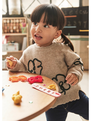 Бебешки плетен пуловер в бежов цвят Mayoral