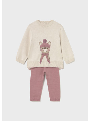 Бебешки плетен комплект с мече в розов цвят Mayoral