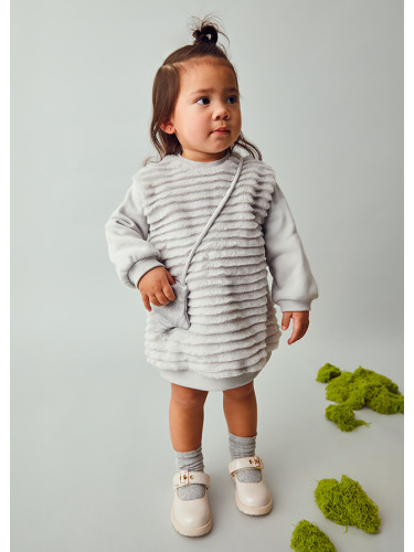 Бебешка зимна рокля с чанта звезда в сив цвят Mayoral