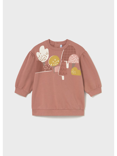 Бебешка рокля в оранжев цвят с ластик в талията и на ръкавите Mayoral