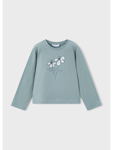 Детска блуза с бродирано цвете в зелен цвят Mayoral