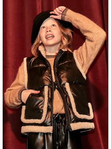 Детски елек в черен цвят с елементи с каракул Mayoral