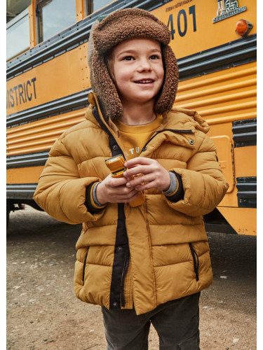 Детско дълго зимно яке с качулка - цвят горчица Mayoral